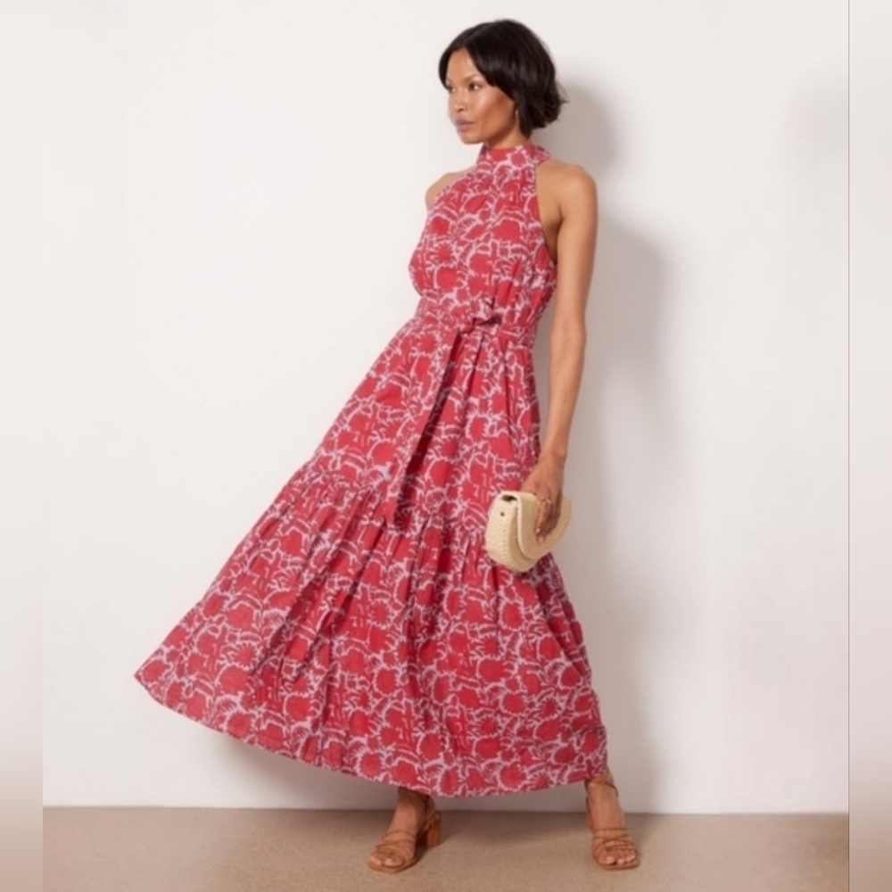 Cleobella Wilder Ankle Red Floral Halter Maxi Dress Size XS